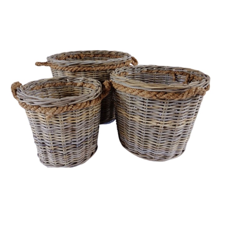 Traditional Rattan Wicker Basket With Rope